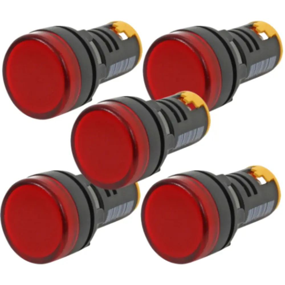 Kit 5 Sinaleiro Led Ad22 22mm 220v Vermelho Stark