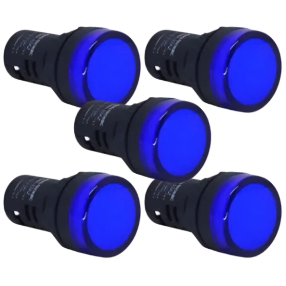 Kit 5 Sinaleiro Led 22mm 12v Azul Stark