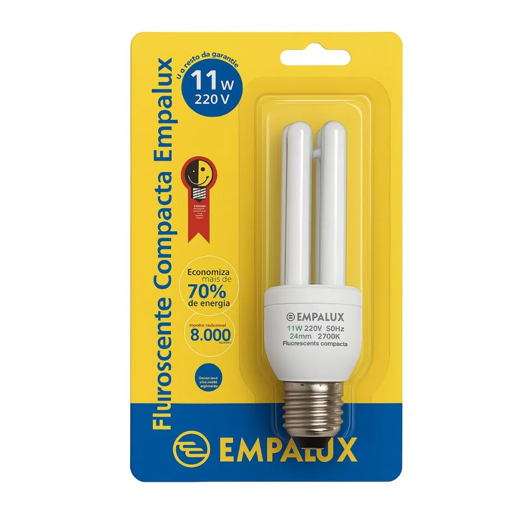 Lampada Fluorescente 11w 220v Compacta Amarela 2700k Empalux