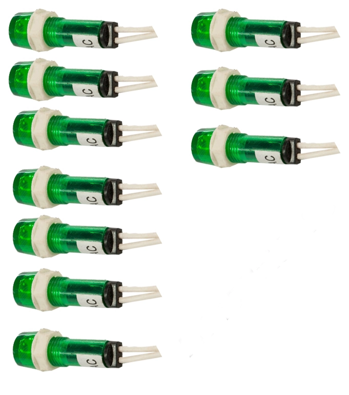 Kit 10 Sinaleiro 9mm 220v Verde Lukma