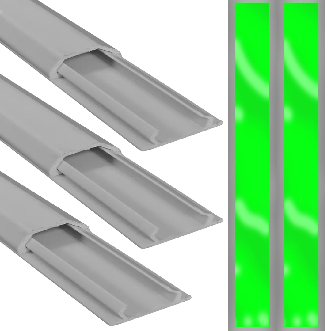 Kit 3 Canaletas De Piso 50x20 2mts +dupla Face Cinza Elesys