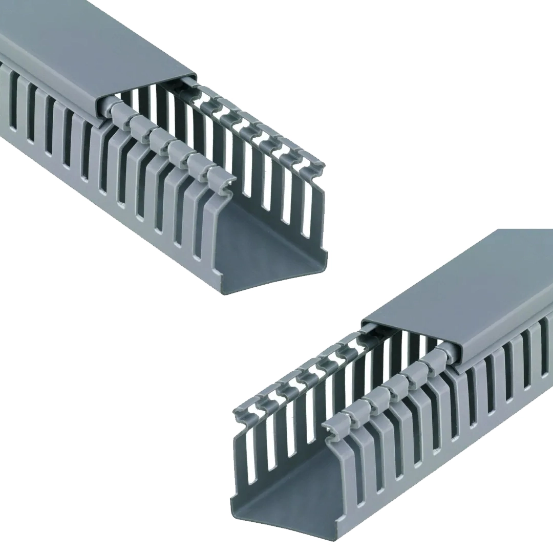 Kit 2 Canaleta Aberta Painel Elétrico Fio Cinza 20x20x2000mm