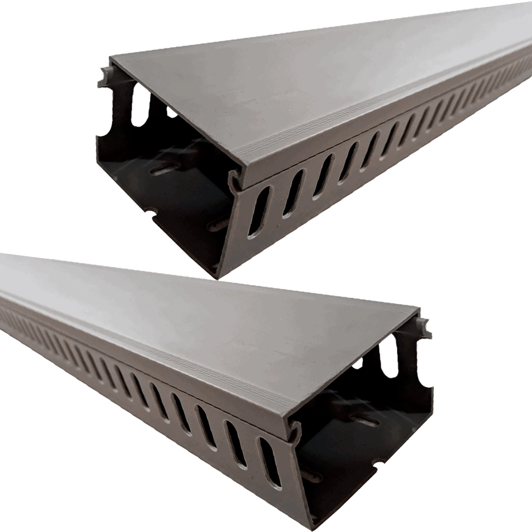 Kit 2 Canaleta 1metro Ventilada Cinza 50x80 X1000mm (axlxc)
