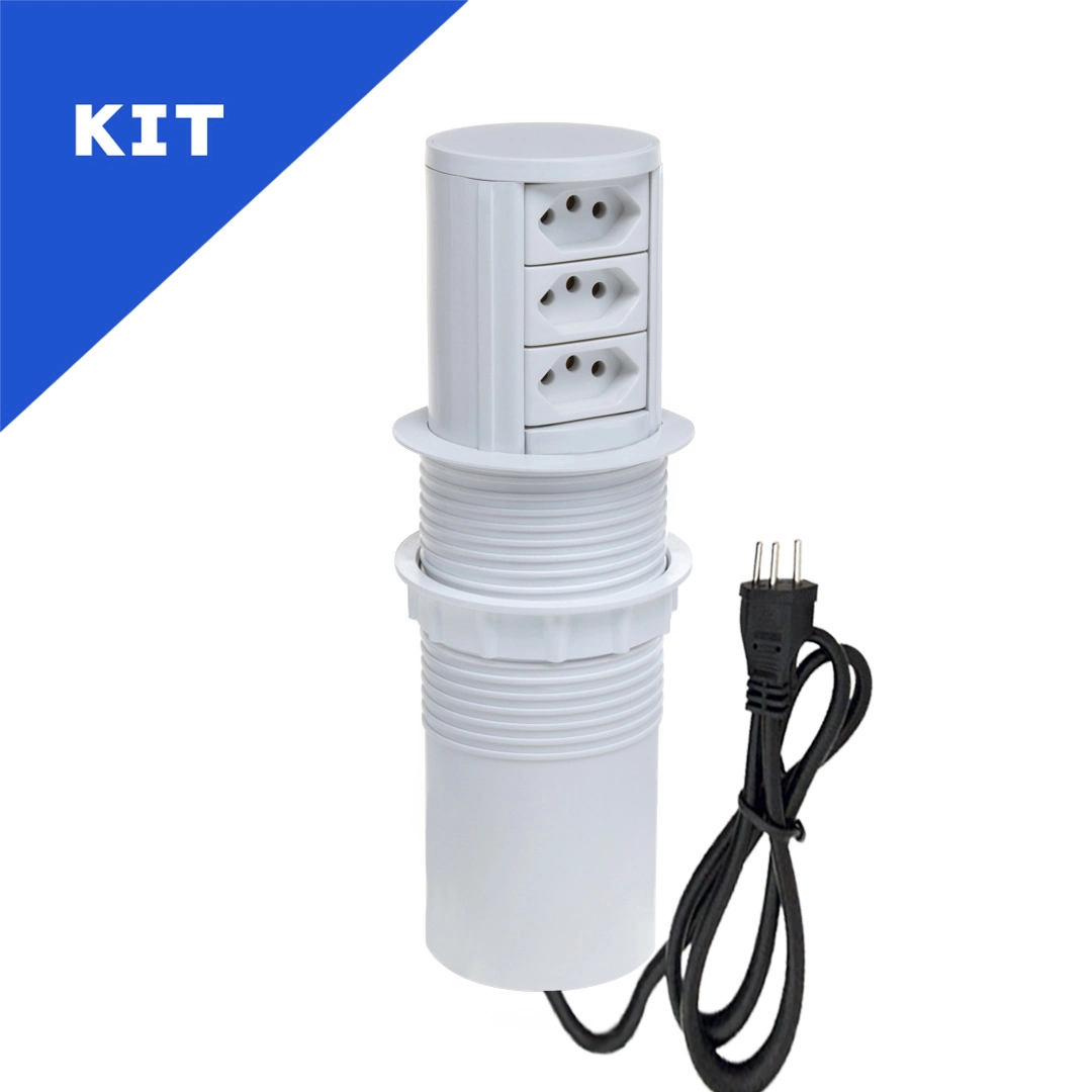 Kit Torres De Tomadas Totem Automático 3 Tomadas 20a Branco