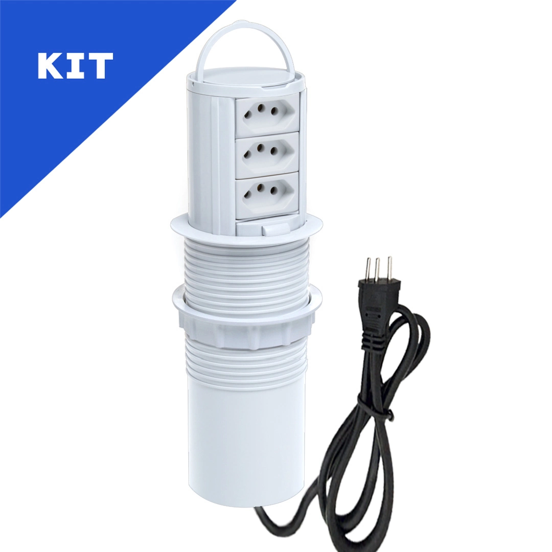 Kit Torres De Tomadas Totem Manual Com Alça 3 Tomadas 20a