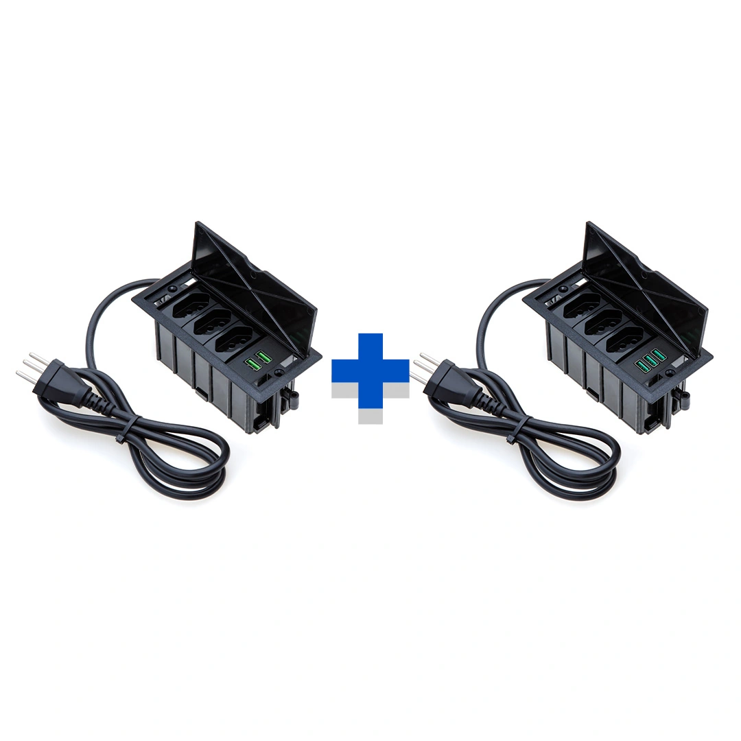 Kit Caixas De Tomadas 4 Blocos Basculante 3tom 10a 2usb 3usb