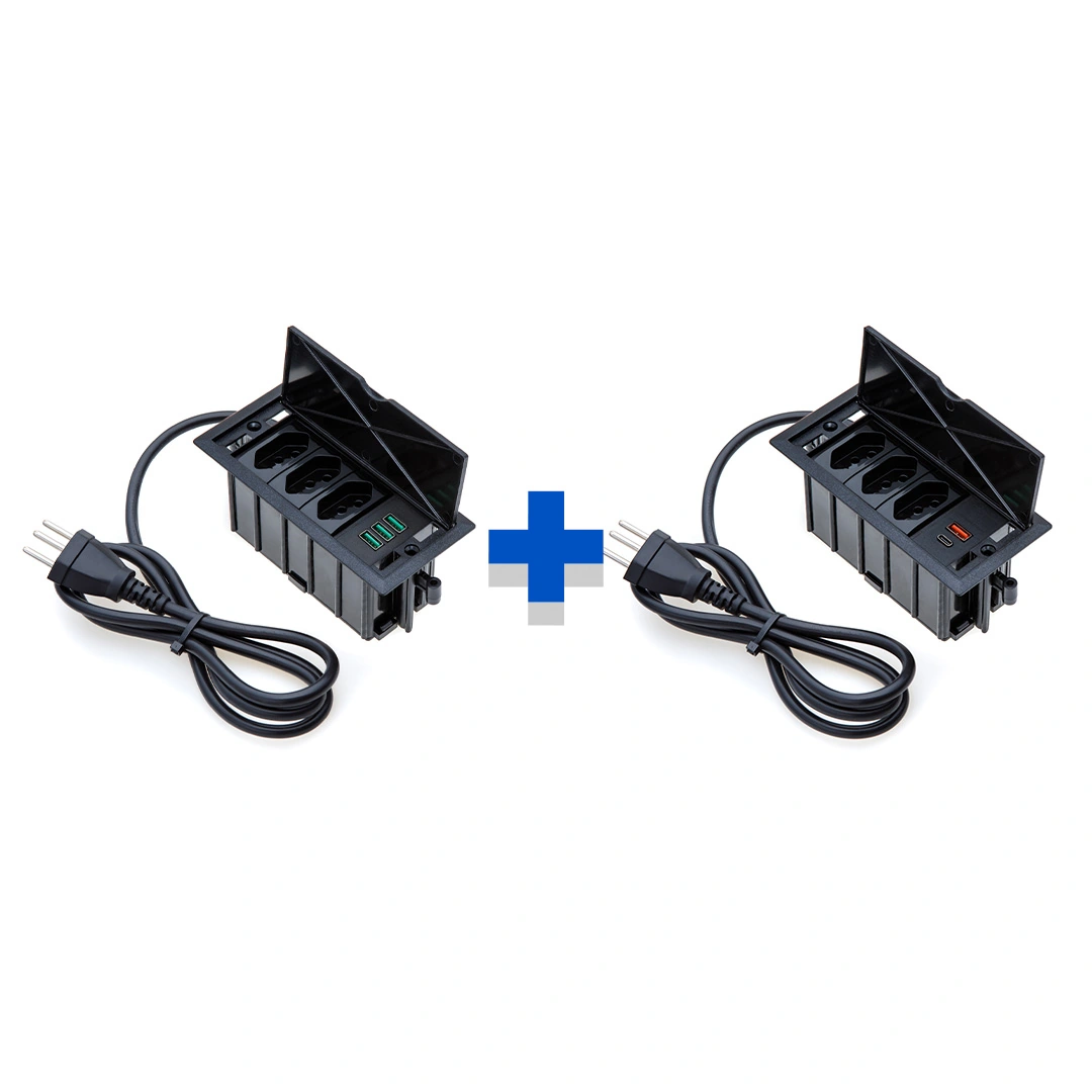 Kit Caixas De Tomadas 4 Blocos Basculante 3tom 20a 2usb 3usb