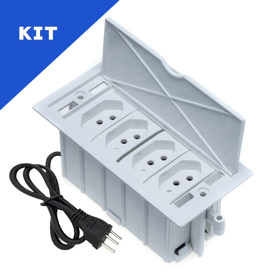 Kit Caixas De Tomadas 4 Blocos Basculante Com 4 Tomadas 20a