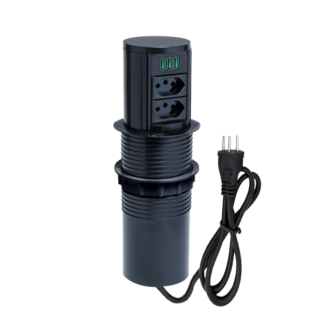 Torre De Tomada Totem Slim Automático 2 Tomadas 20a 3usb 5.2