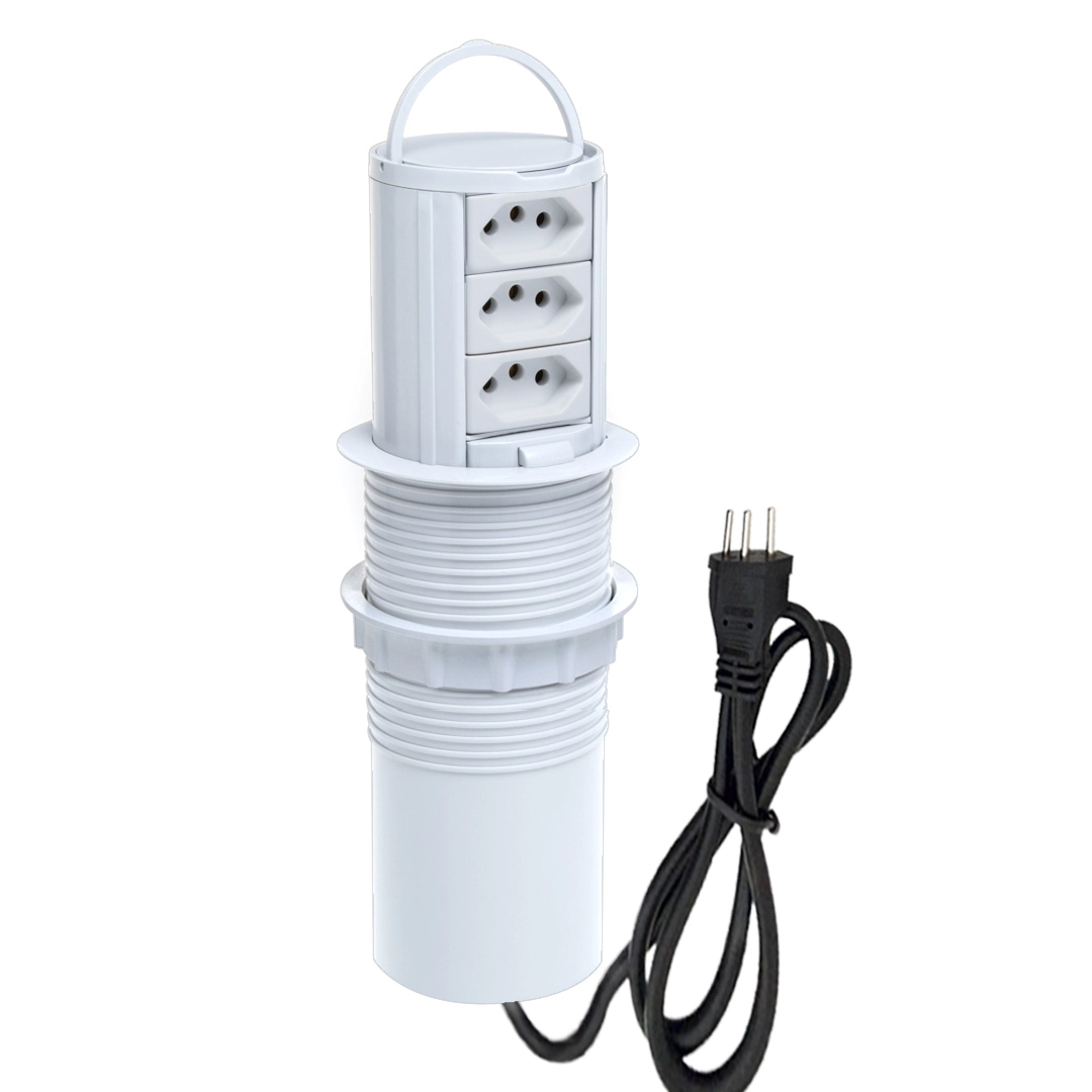 Torre De Tomada Totem Slim Manual Alça 3 Tomadas 10a Branco