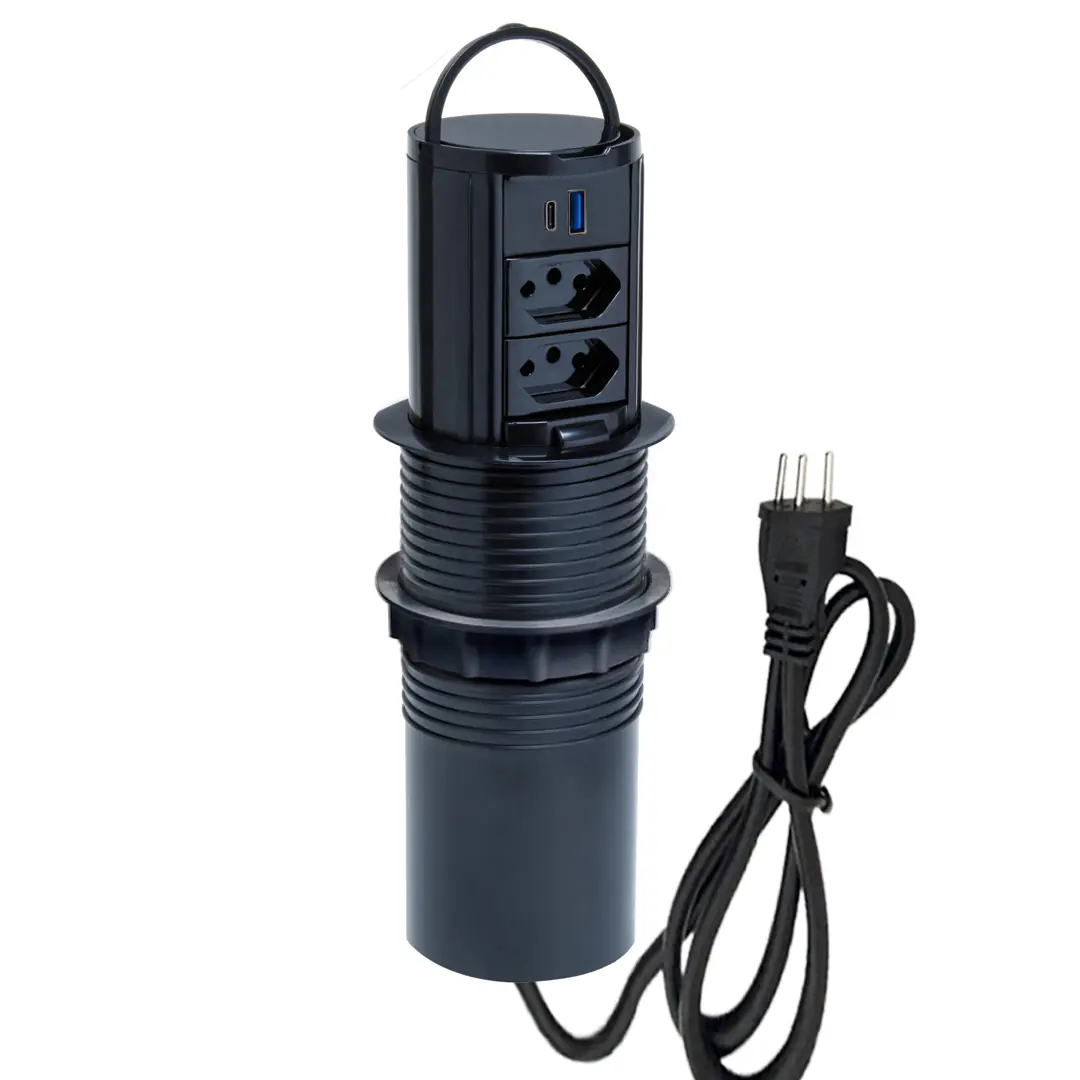 Torre De Tomada Totem Slim Manual Alça 2 Tom 20a 2usb 9.0 Pt