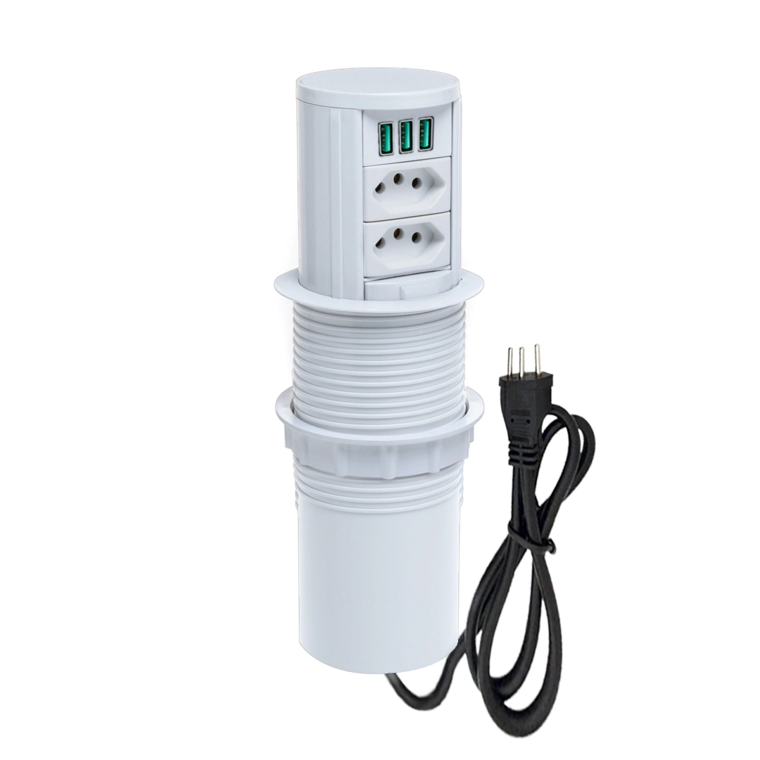 Torre De Tomada Totem Slim Manual 2 Tomadas 20a 3usb 5.2a