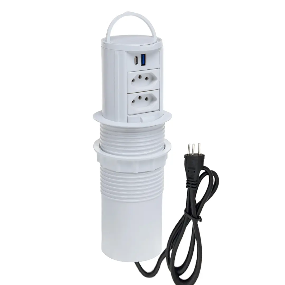 Torre De Tomada Totem Slim Manual Alça 2 Tomada 10a 2usb 9.0