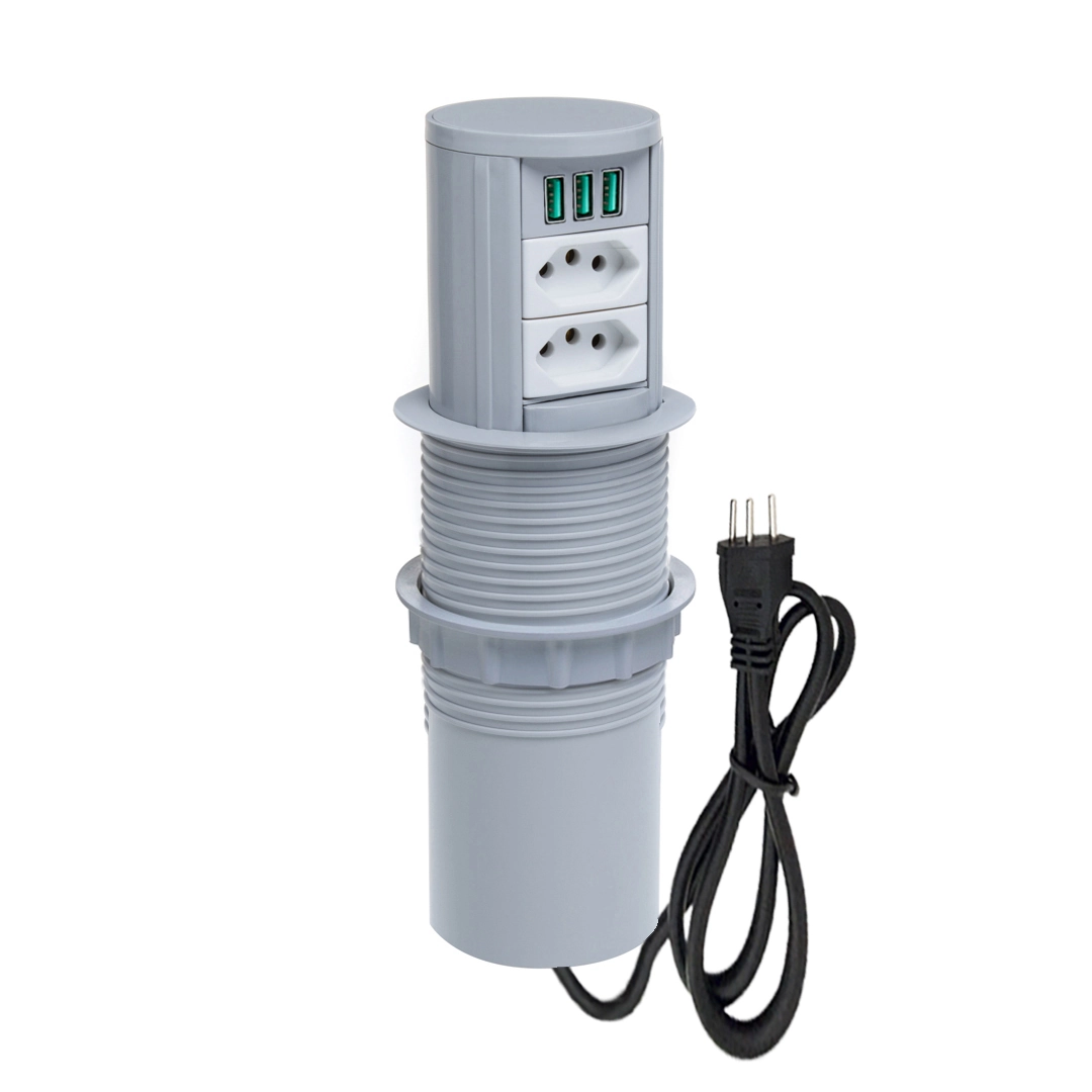 Torre De Tomada Totem Slim Automático 2 Tomadas 20a 3usb 5.2