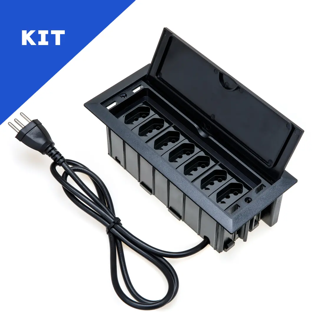 Kit Caixas De Tomadas 7 Blocos Com 7 Tomadas 20a
