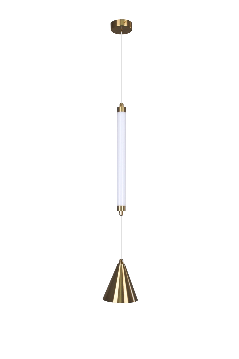 Pendente Moderno Tubular Dourado 60cm Led 12w 3200k Bivolt 16206-pl
