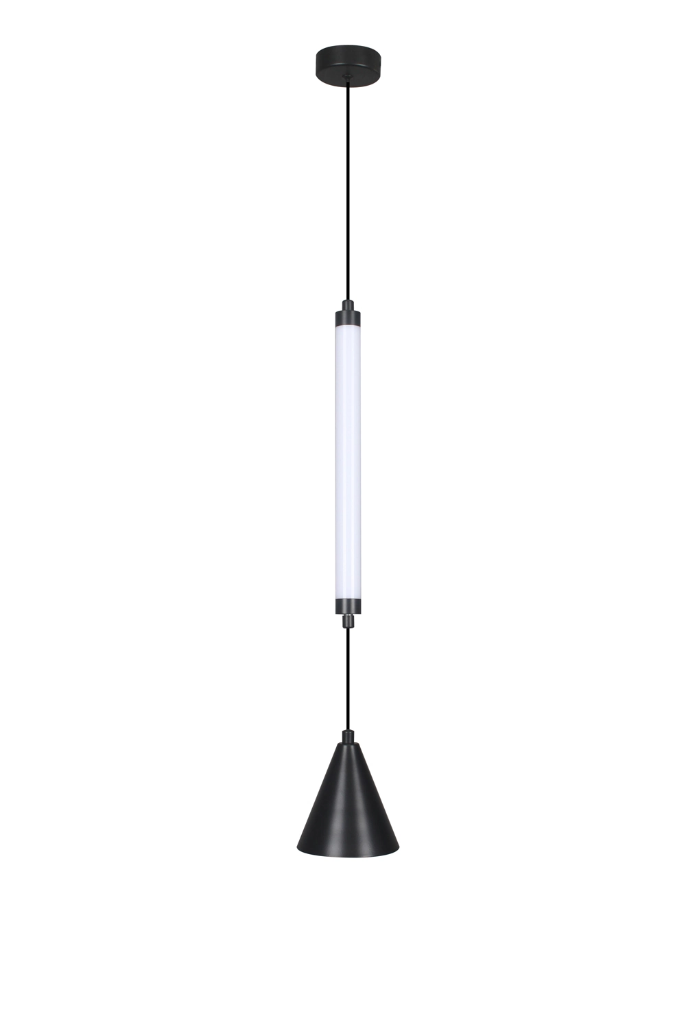 Pendente Moderno Tubular Preto Fosco 60cm Led 12w 3200k Bivolt 16205-pl