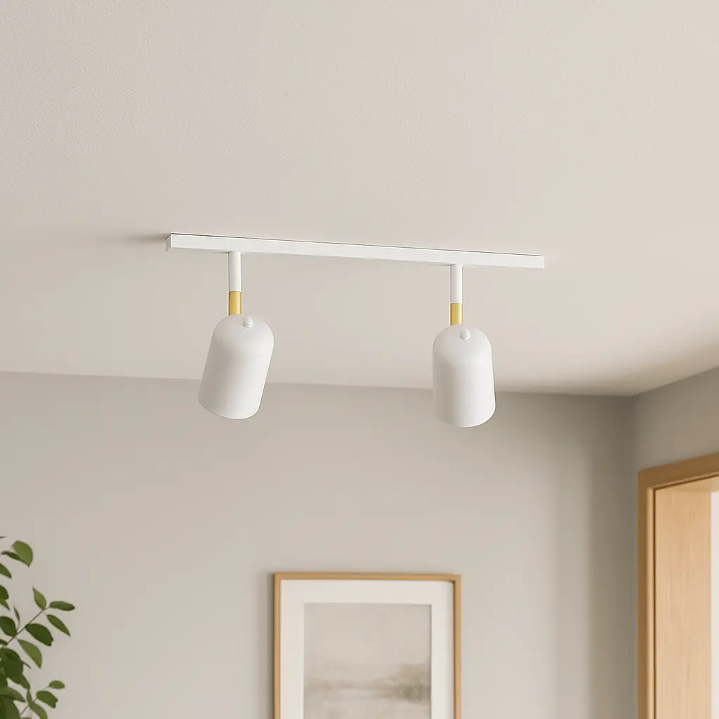 Trilho de Teto Ewa com 50cm e 2 Spots direcionáveis Branco