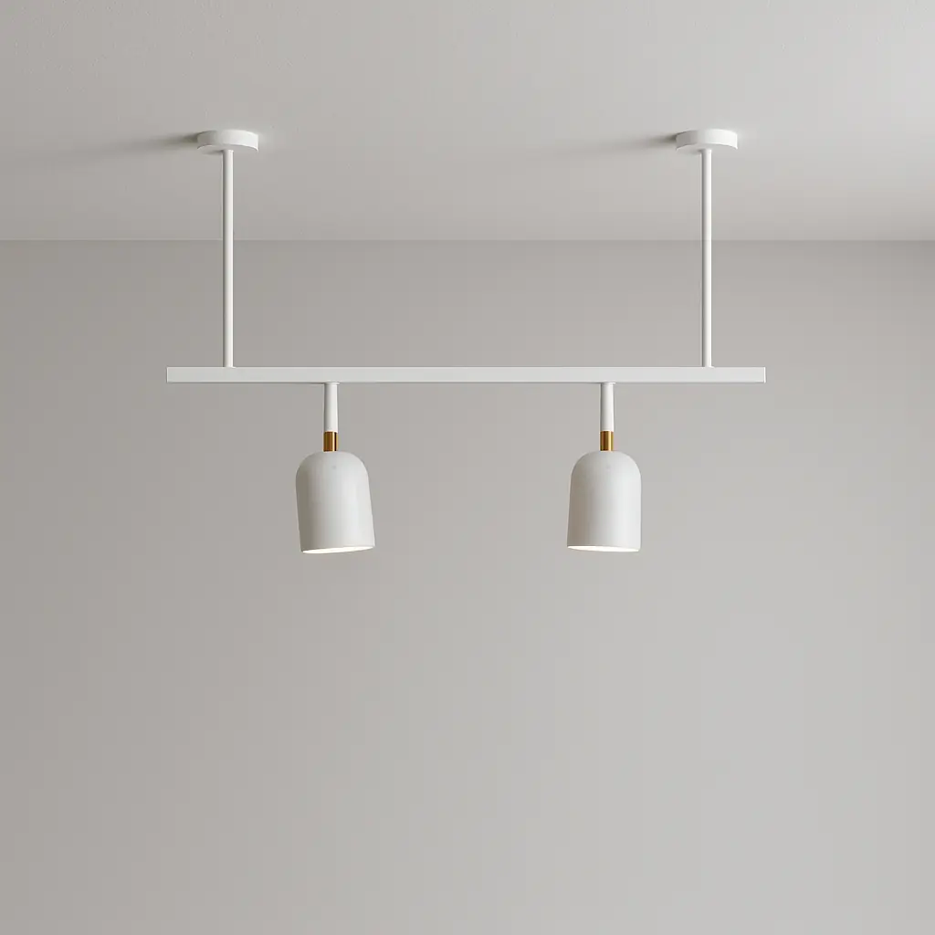 Trilho de Teto Ewa com 50cm e extensor e 2 Spots direcionáveis Branco