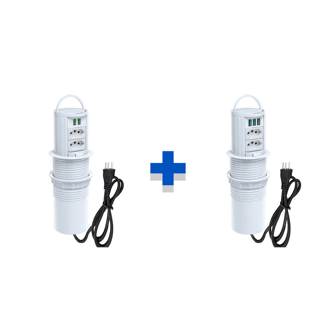 Kit Torres De Tomadas Manual Alça 2 Tom 10a 2 E 3usb 5.2a