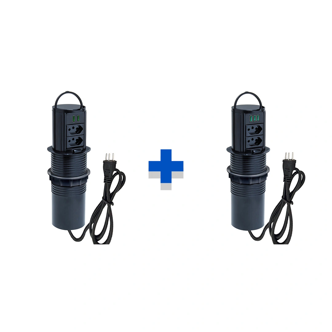Kit Torres De Tomadas Manual Alça 2 Tom 10a 2 E 3usb 5.2a