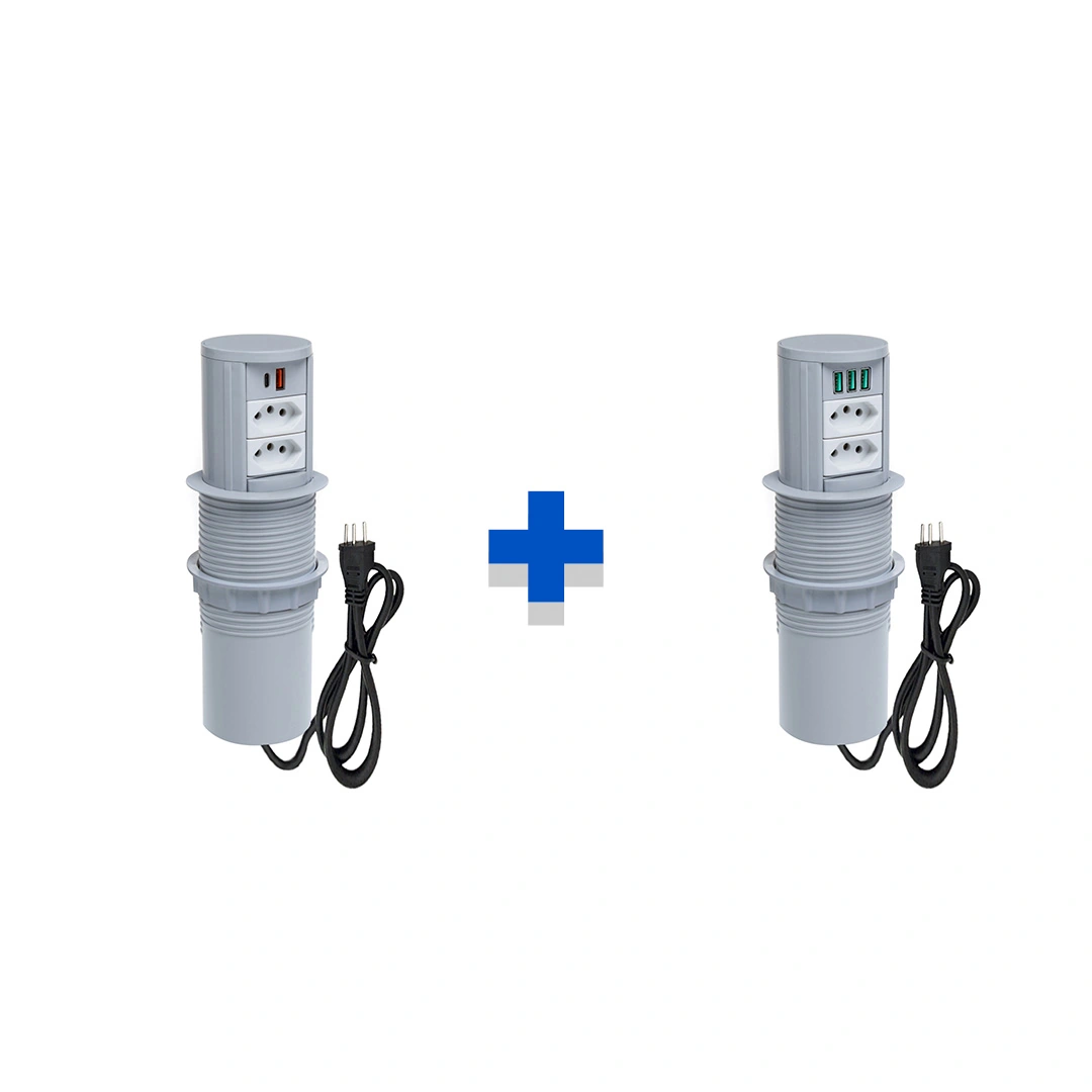 Kit Torres De Tomadas Automático 2 Tom 10a 2usb 9.0a E 3usb