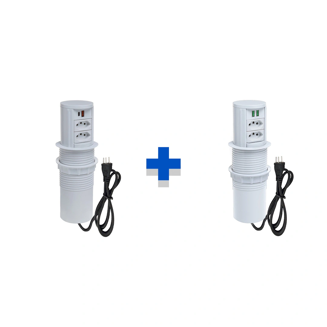 Kit Torres De Tomadas Automático 2 Tom 20a 2usb 9.0a E 2usb