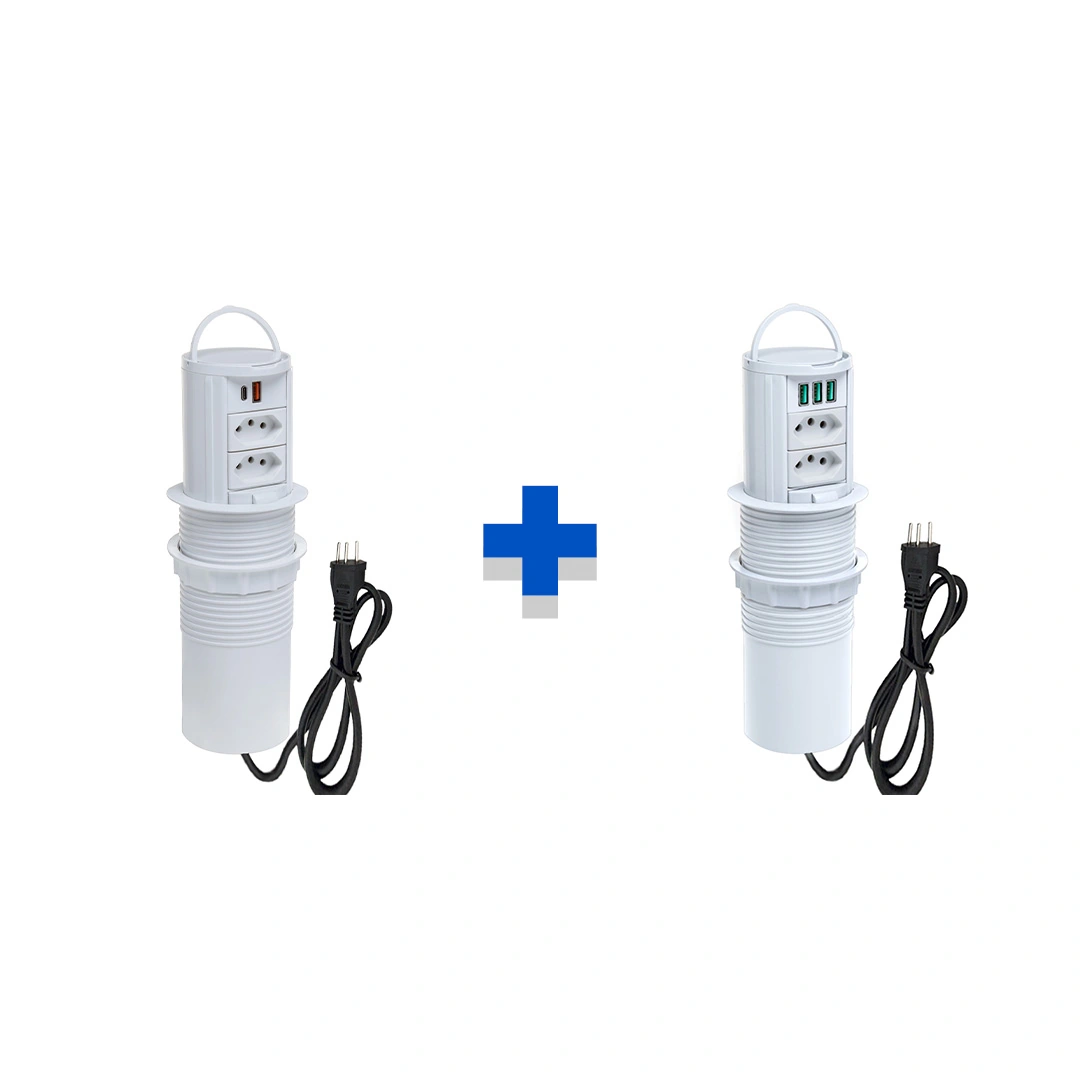 Kit Torres De Tomadas Manual Alça 2 Tom 10a 2 E 3usb 5.2a