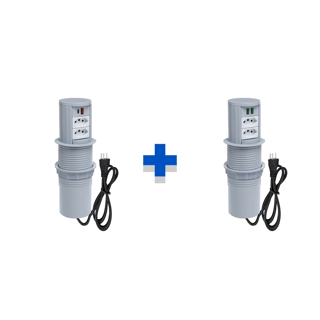 Kit Torres De Tomadas Automático 2 Tom 10a 2usb 9.0a E 2usb