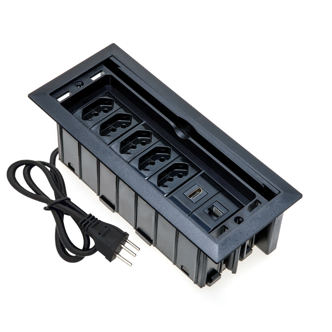 Caixa De Tomada 7 Blocos Embutir 5 Tom 10a 1hdmi 1rj45 Preto