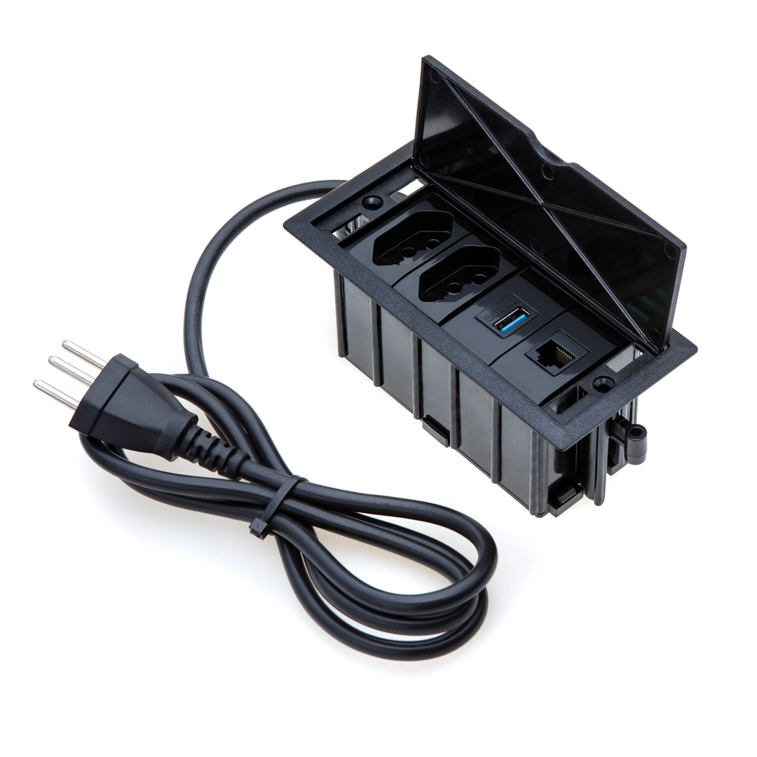Caixa De Tomada 4 Blocos 2 Tom 20a 1usb Dados 1 Rj-45 Cat5e