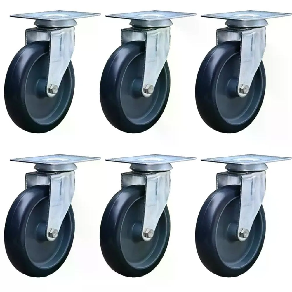 Kit 6 Rodízios Anti Risco Móveis 6" 153mm 510kg Sem Freio Colson