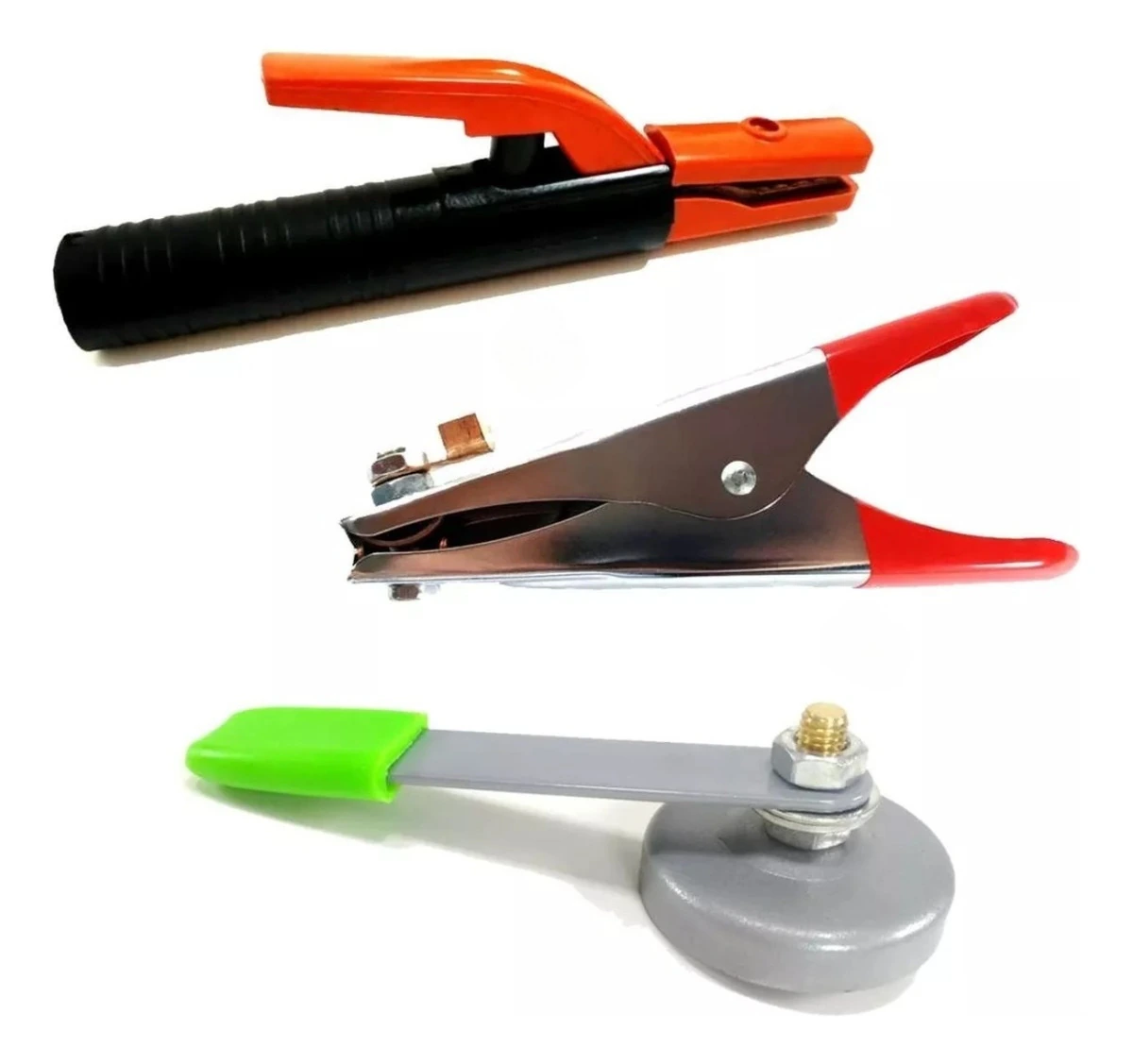 Kit - 1 Alicate Porta Eletrodo Solda 350a + 1 Garra Negativa Magnética 160a + Garra Negativa/grampo Terra 500a