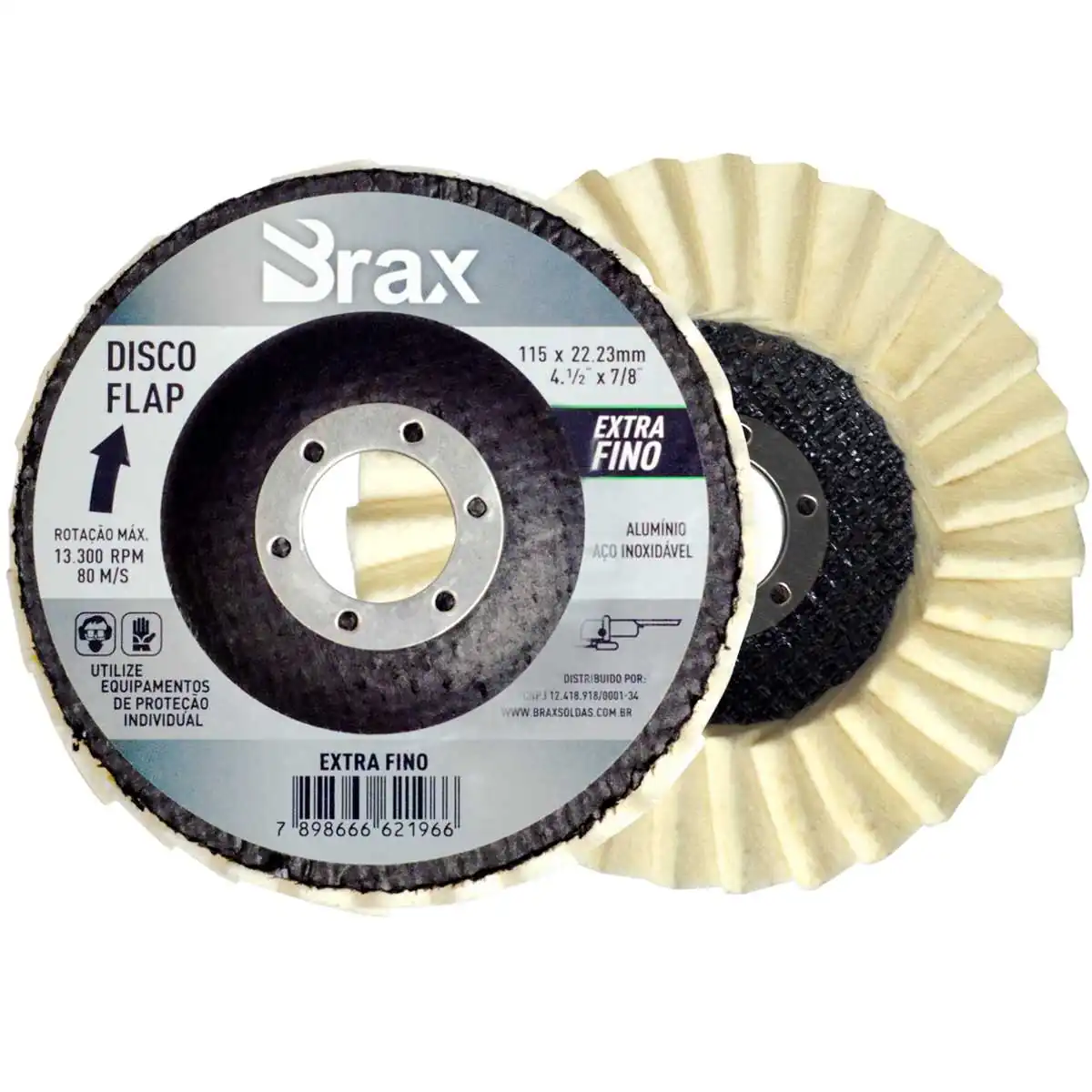 Disco Flap De Acabamento Aço Inox /  Alumínio 4.1/2" Extra Fino - Brax