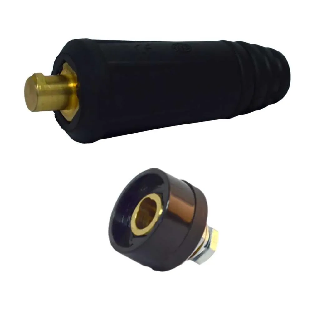 Kit - 1 Conector Engate Rápido Para Inversora De Solda 13mm Macho Para Cabo + 1 Conector Engate Rápido 13mm Para Painel