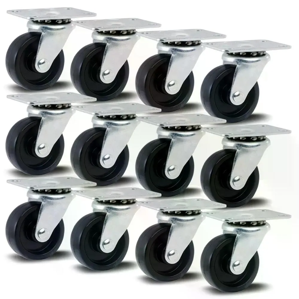 Kit 12 Rodízios Série Leve 10 1.5/8" 41mm Placa - Polipropileno 240kg - Colson - 2797