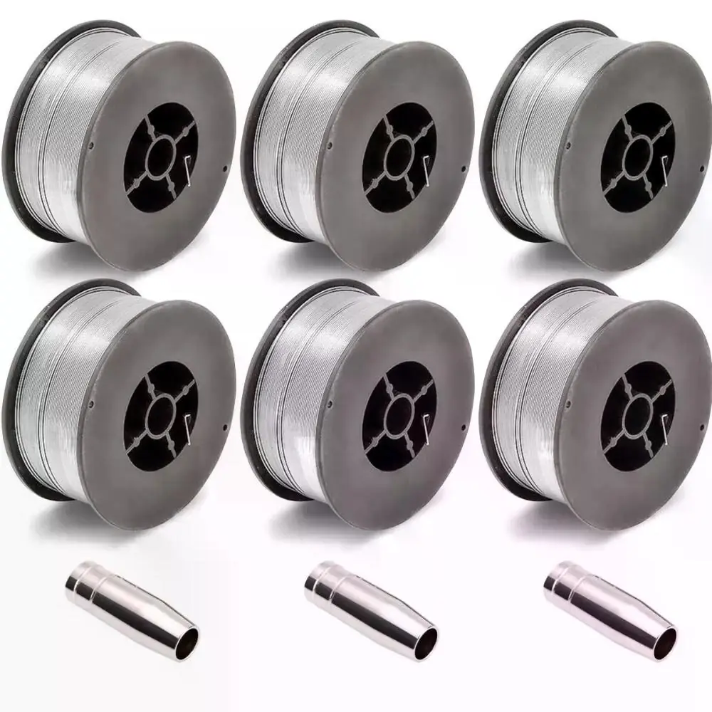 Kit - 6 Arames Mig Uso Sem Gás 0,8mm 1kg Brax + 3 Bocais 12mm 15ak