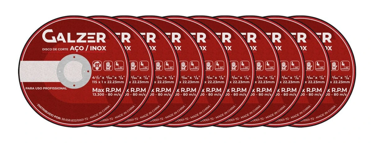 Kit 25 Disco De Corte Fino Aço/inox 4.1/2 - Galzer