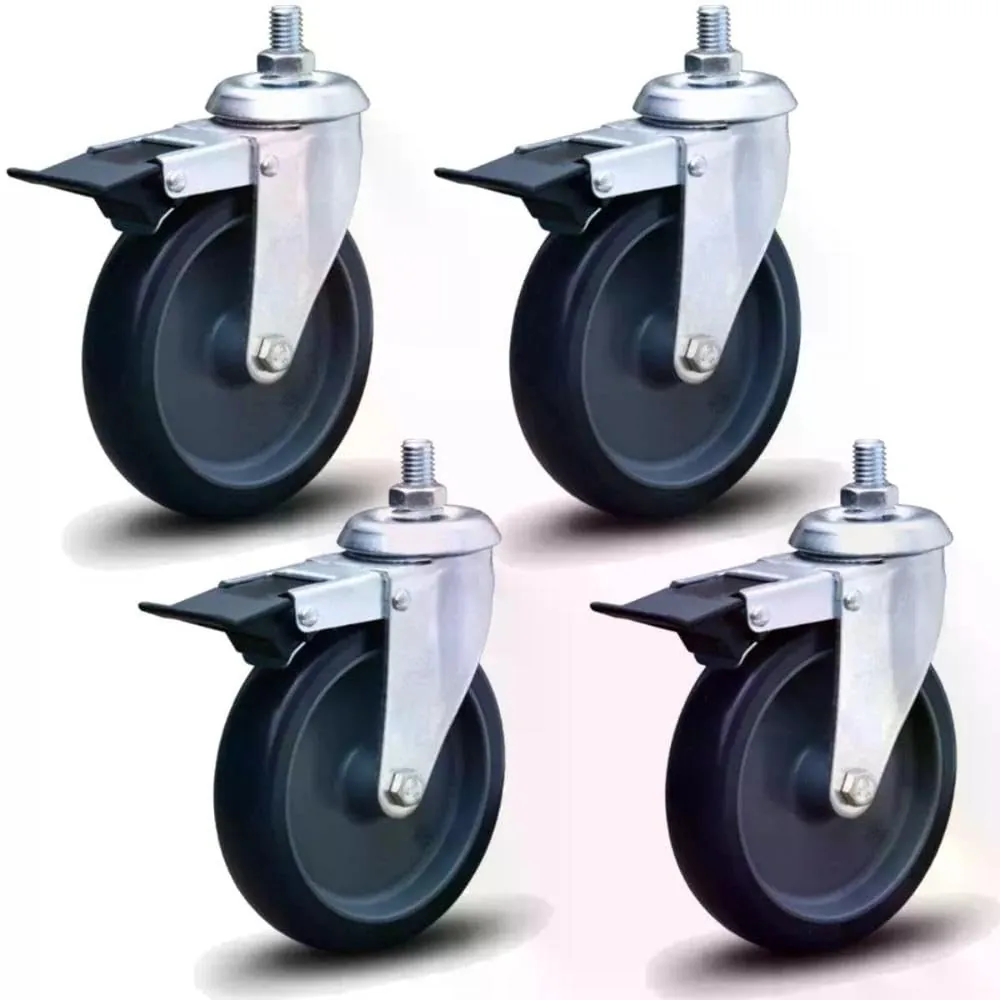 Kit 4 Rodízios Anti Risco Móveis 6" 153mm 340kg Com Freio - Colson - 2524
