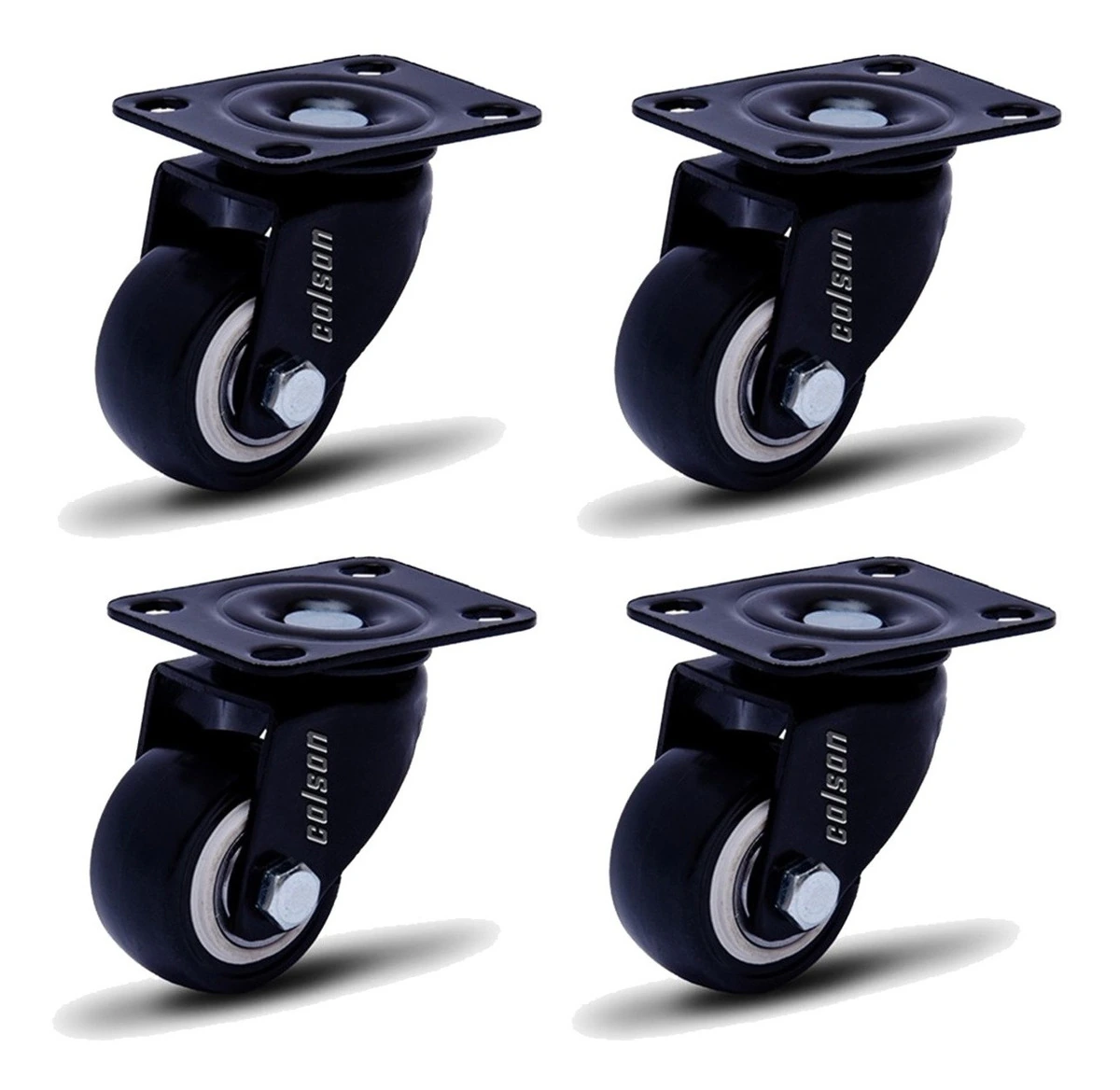 Kit 4 Rodízio Linha Black Placa 41mm Móveis Sem Freio Placa 120kg Preto - Colson