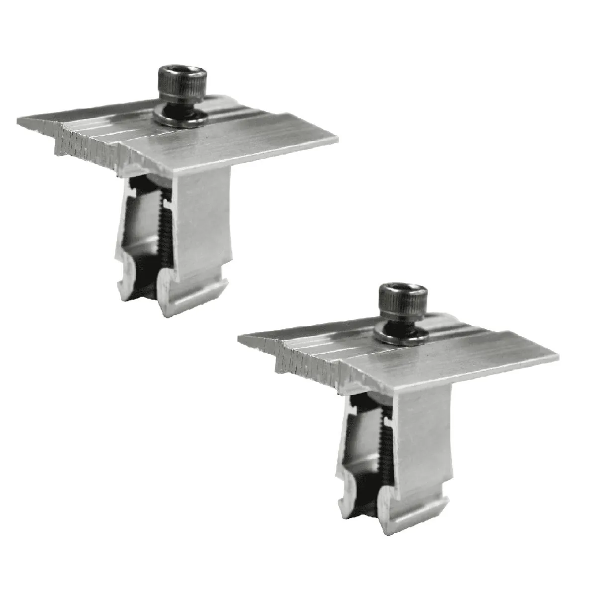 Fixador Grampo Intermediário Middle Clamp Placa Painel Solar Alumínio E Inox | Perfil Master | Kit 02 Un