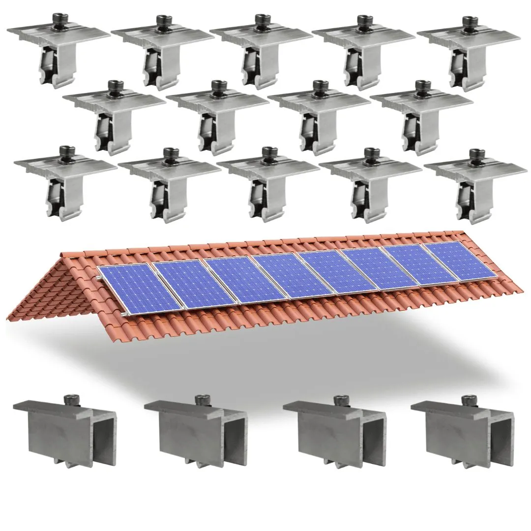 Kit Fixador Grampo Final E Intermediário Para 08 Placas Painel Solar Alumínio E Inox | Perfil Master