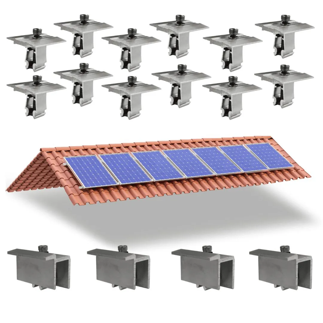 Kit Fixador Grampo Final E Intermediário Para 07 Placas Painel Solar Alumínio E Inox | Perfil Master