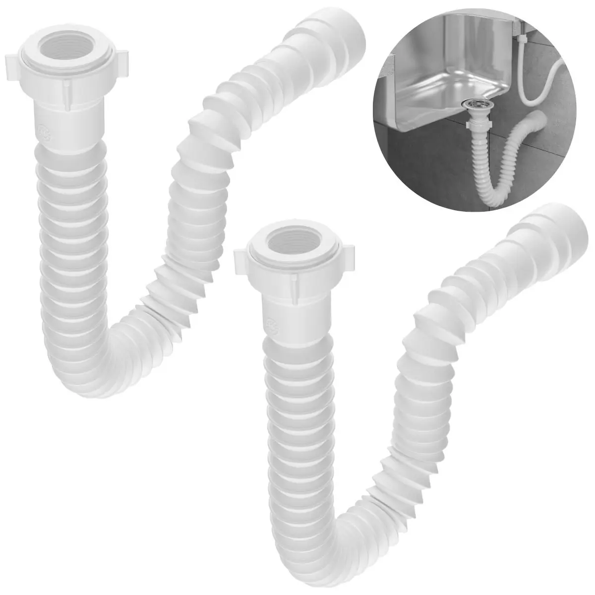 Sifão Sanfonado Universal 61cm Branco | Astra | Kit C/ 2 Un