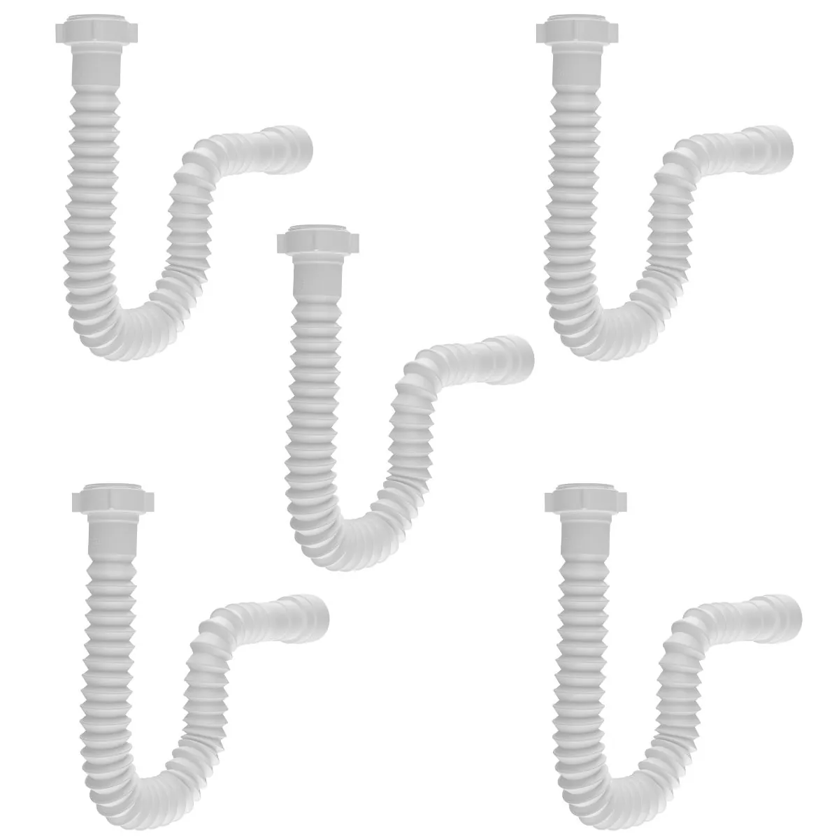 Sifão Sanfonado Universal 61cm Branco | Astra | Kit C/ 5 Un