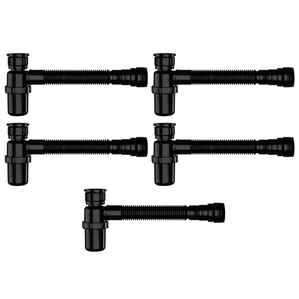 Sifão Sanfonado Com Copo 49cm Preto | Astra | Kit C/ 5 Un