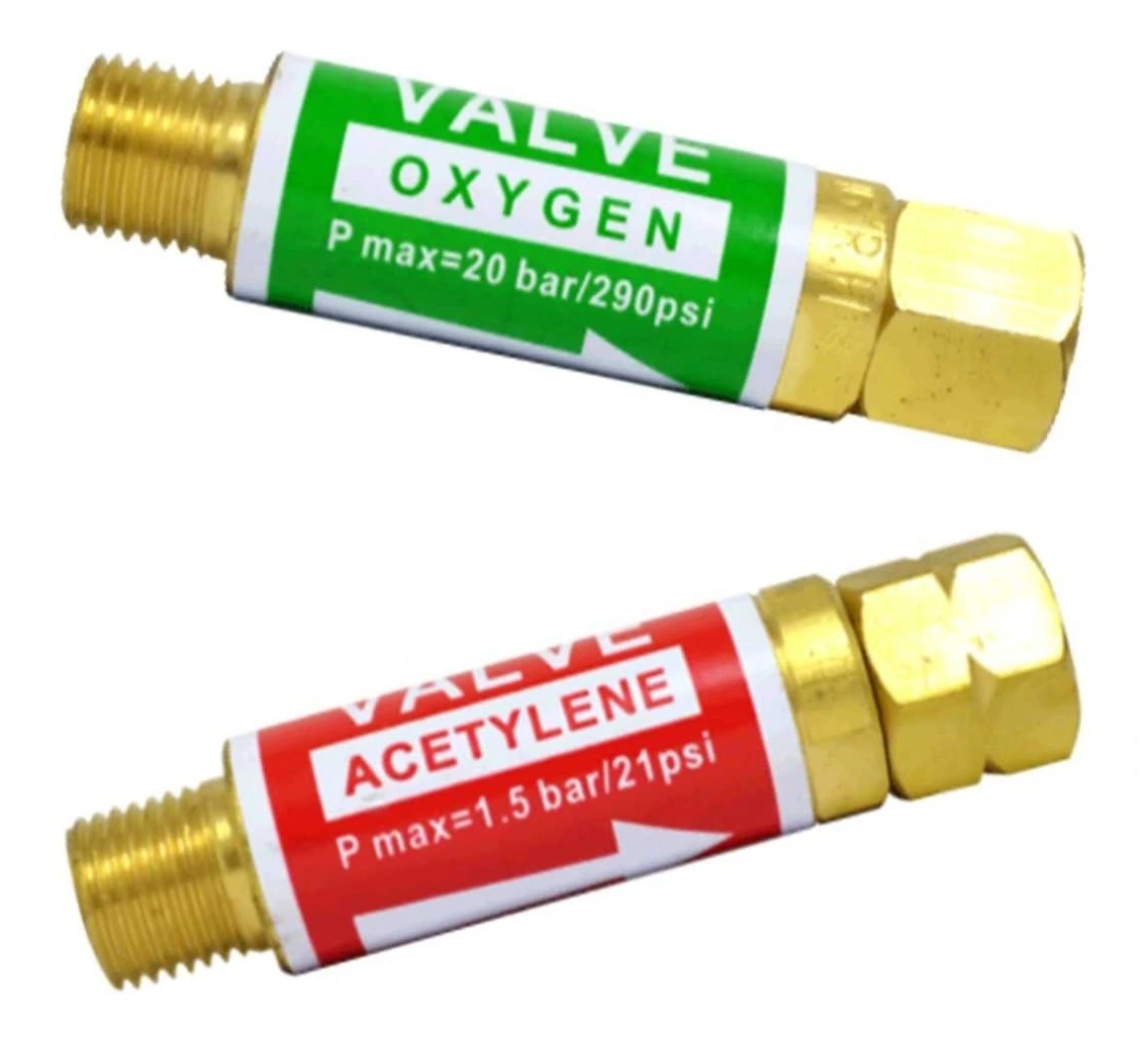 Kit - Válvula Corta Chama - Oxigênio/maçarico - Mo + Válvula Corta Chama - Acetileno/maçarico - Mg - Galzer