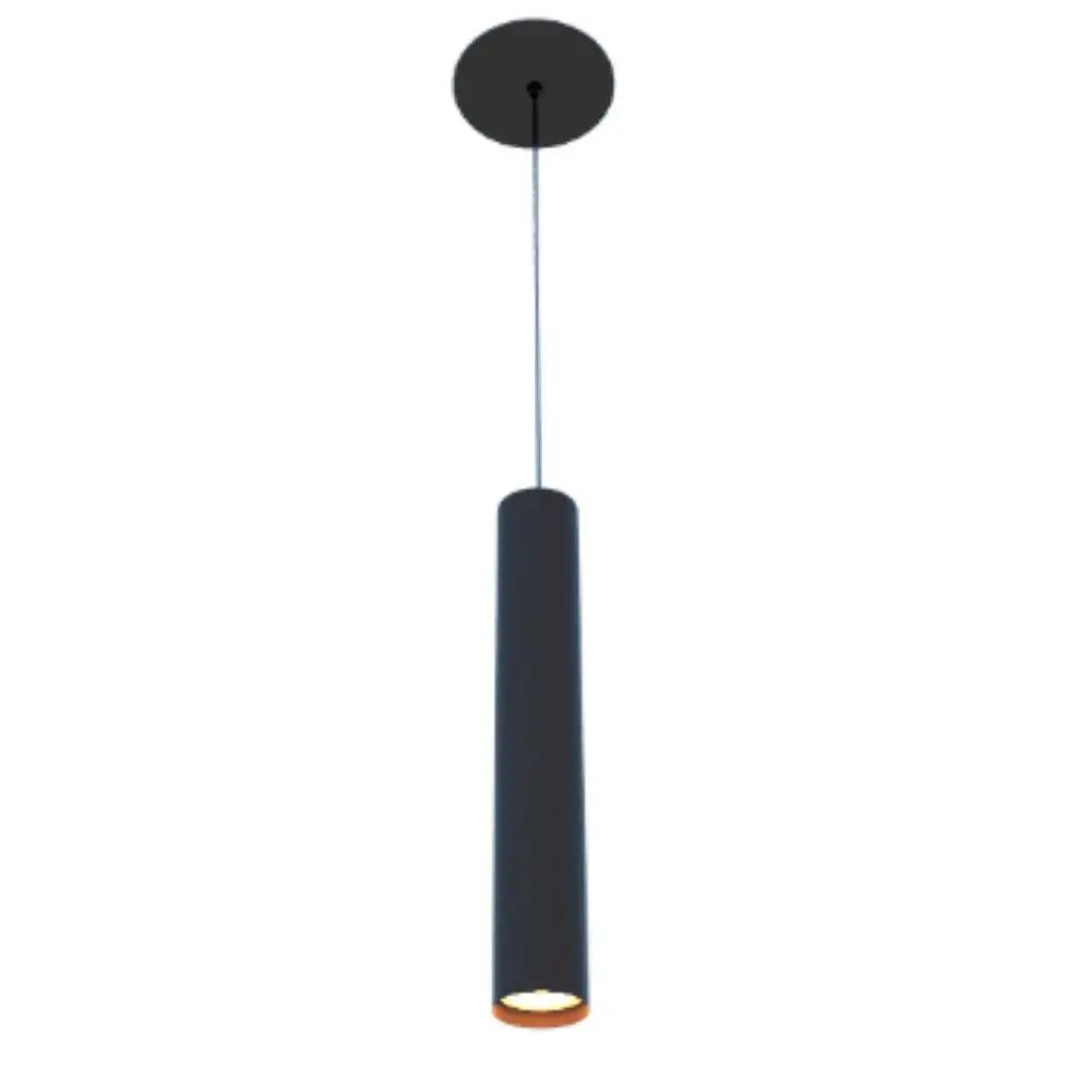 Pendente Tubo Cilindro 30cm 1xgu10 Em Madeira Preto
