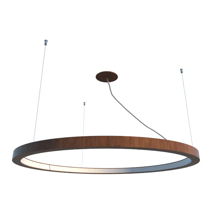 Pendente Anel 70cm Led 25w 2700k Em Madeira Imbuia