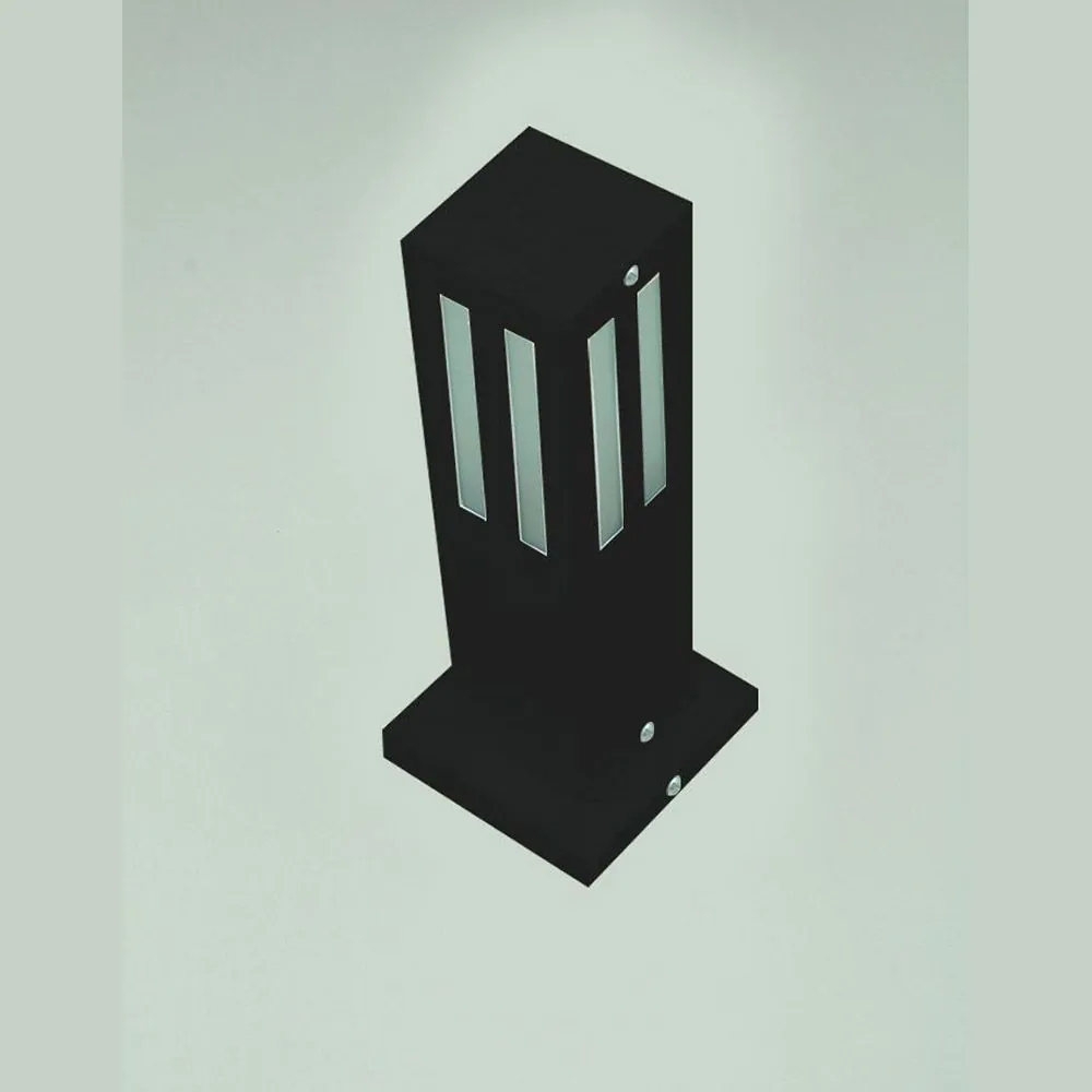 Poste Balizador De Jardim Vidro Friso 50cm Em Alumínio Preto Rl
